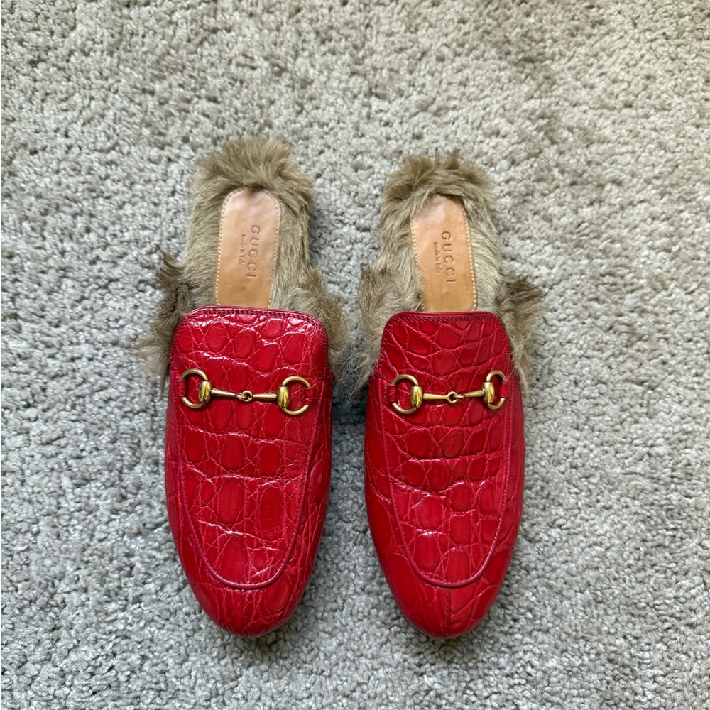 Gucci Princetown Fur Loafers